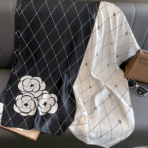 90*90CM Square Luxury 100% <b>Silk</b> Satin Casual Breathable Medium <b>Scarf</b> Customized Logo Colors OEM Service All Seasons Women's - Product Image 2