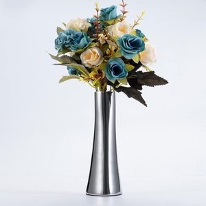 Jarrón cilíndrico tradicional de acero inoxidable ecológico para mesa, maceta metálica para arreglos florales, decoración navideña para el hogar - Product Image 1