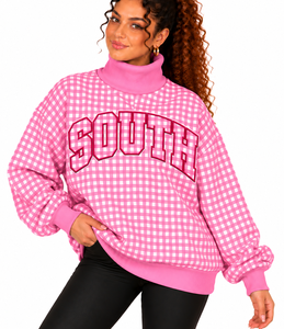 Sudadera de cuello alto de algodón polar personalizada al por mayor para mujer, con estampado de letras y bordado, informal, holgada, para invierno - Product Image 1
