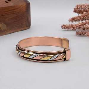 Brazalete Magnético de Cobre, Chapado en Oro Natural Puro, para Terapia de Artritis o Regalos, Artesanía en Metal - Product Image 4