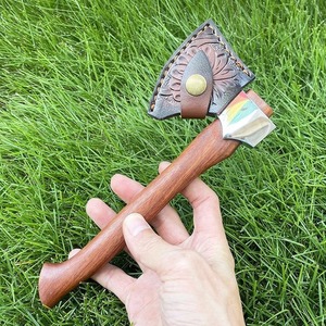 Hache compacte industrielle en acier inoxydable forgée à la main avec manche en bois, outil utilitaire d'extérieur pour couper et hacher le bois - Product Image 4