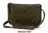 Sac bandoulière en daim pour femme, style vintage, en cuir, avec garniture tressée faite à la main, personnalisable avec logo OEM ODM