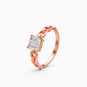 Anillo clásico con barra redonda de diamante cultivado en laboratorio de 0.15 quilates en oro amarillo, blanco y rosa de 9 quilates - Product Image 1