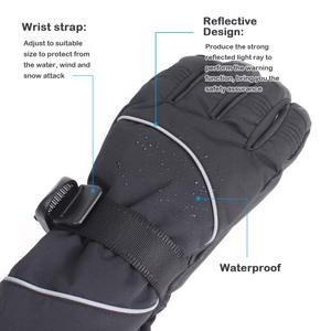 Unisex Keep Warm Winter Waterproof Touch Screen <b>Leather</b> Full Finger Ski Gloves Adjustable <b>Wrist</b> Strap Long <b>Cuff</b> Stylish Gloves - Product Image 5