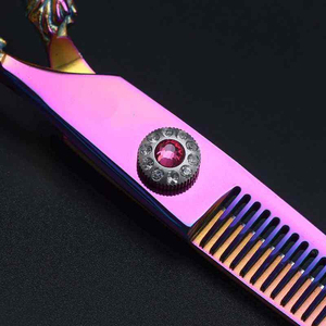 Ciseaux de coiffure professionnels en acier inoxydable légers pour droitiers, avec logo personnalisé OEM, prix d'usine, arc-en-ciel - Product Image 2