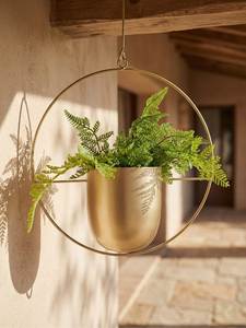 Decorative Brass finished Bowl Hanging <b>Planter</b> with Metal Chains - Product Image 6