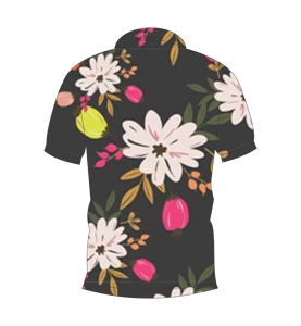 เสื้อโปโลพิมพ์ลายดอกไม้สีดำสำหรับผู้ชาย เสื้อโปโลแฟชั่นแขนสั้นสำหรับฤดูร้อน เสื้อกอล์ฟ - Product Image 5