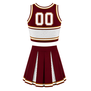 Ensemble uniforme de cheerleading marron : Crop top et jupe plissée pour compétition de danse d'équipe, tenue de performance sportive - Product Image 2