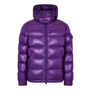 Custom Outdoor Men Puffer <b>Jacket</b> with Fleece <b>Lined</b> Waterproof Nylon Shell Quilted Polyester Filling Front Design for Winter Use - Product Image 4