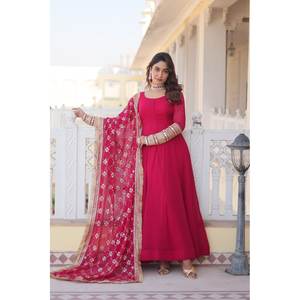VESTIDO DE COLOR ROSA READYMADE ALIA CUT CON DUPATTA 2017 - Product Image 4