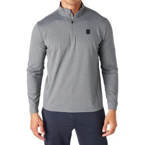 Custom Logo Sportswear Tshirt Men Regular Fit Heather Grey Quarter Zip Long Sleeve Men Stand Collar Half Zip Long Sleeve T-shirt - Product Image 4