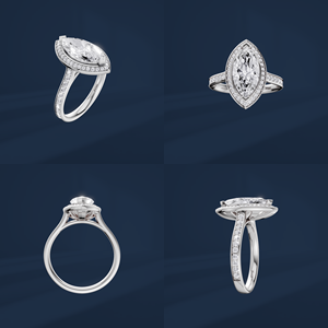 Anillo de compromiso de platino para mujer con diamante de corte marquesa de 2 quilates, estilo clásico con halo y diamantes laterales, certificado por GIA - Product Image 6