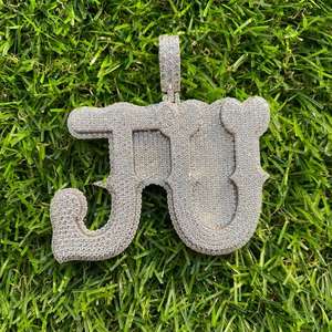 Colgante de moissanita personalizado grande estilo único JU, con incrustaciones de circonitas, para joyería fina de plata de ley 925, colgantes y dijes - Product Image 3