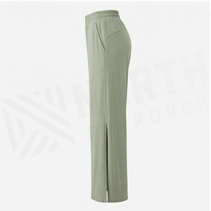 High Waist Flared Leg Yoga <b>Pants</b> Full Length Solid Green Elastic Waist Breathable <b>Spandex</b> Polyester Women's Sportswear - Product Image 3