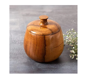 Pot à sucre en bois, fabrication sur mesure, finition brillante avec cuillère, pot à sucre en bois de style moderne - Product Image 5