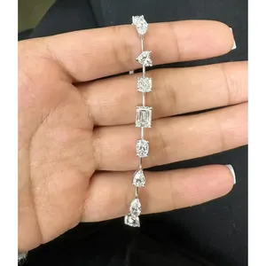 Pulsera de tenis vintage de lujo con diamantes cultivados en laboratorio de múltiples formas TISHYA DIAMOND, oro blanco de 14K, certificado IGI, 10.12Cttw - Product Image 4