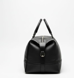 Black Genuine <b>Leather</b> Durable Foldable Weekender <b>Duffle</b> <b>Bag</b> Eco-Friendly Polyester Lining Zipper Closure <b>Men</b> Women Large Travel - Product Image 3