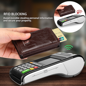 BULLCAPTAIN Tarjetero de Cuero Genuino para Hombre con Bloqueo RFID, Estuche Metálico Automático para Tarjetas de Crédito, Cartera con Logotipo Personalizado - Product Image 2