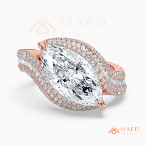 Marquise Halo Ring for Women Rose Gold Engagement Anniversary Jewelry Elegant Daily Wear Style - Product Image 5