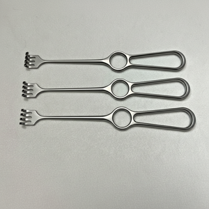 Set Of 3 Aesculap BT254R Volkmann Retractors 8x19mm Blunt 4-Prongs 8-3/4" Length - Product Image 1