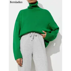 Bornladies Chic femmes pull à col roulé épais chaud surdimensionné pull pour automne hiver décontracté ample tricoté pull haut - Product Image 1