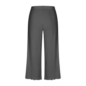 <b>Women's</b> High Waist Elastic Waist Breathable Ankle-Length Wide Leg Pants Solid Color Loose Fit Casual <b>Summer</b> Autumn Sleepwear - Product Image 1