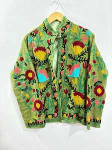 Velvet Suzani Fabric <b>Jacket</b> Floral Embroidery Unisex <b>Jacket</b> With Inside Cotton Lining <b>Hippie</b> Style Women's Party Wear Coat - Product Image 5