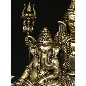 Sculpture en laiton Superfine 6 \ "Lord Shiva Family Statue élégante - Product Image 1