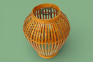 Handmade Dark Brown Bamboo Lampshade Round Smoked Bamboo Pendant <b>Ceiling</b> Light Natural Woven Shade Eco Friendly Boho Lighting OE - Product Image 4