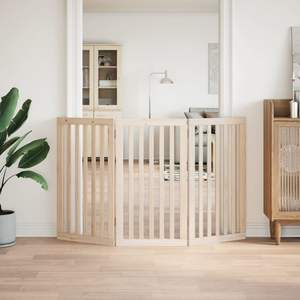 Ensemble de 3 clôtures et enclos pliables moyens en bois de peuplier naturel pour chiens - Product Image 3