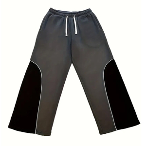 Pantalones Unisex Negros de Forro Polar Grueso, Pierna Ancha, Cintura Elástica con Cordón, Estilo Casual Holgado, Rayas Laterales Reflectantes, Transpirables - Product Image 6