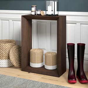 Mesa Consola Convertible con Espejo, Color Hierro Marrón Oscuro, Marco Rectangular Simple, Mueble de Entrada Moderno y Minimalista - Product Image 6