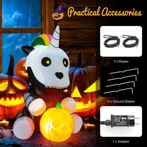Decoración Inflable de Halloween para Jardín de 1.5 Metros, Esqueleto con Linterna de Calabaza y Unicornio - Product Image 3