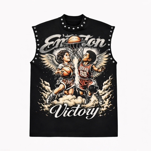 Camiseta sin Mangas con Estampado Gráfico Urbano Vintage Personalizada, Camiseta Holgada de Algodón, Estampado Justice Forever, Top Urbano Personalizado - Product Image 2