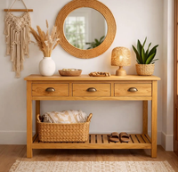 Table console moderne de luxe en bois de manguier massif, fabriquée à la main, sculptée à la main, pour l'entrée, l'hôtel, écologique, facile à nettoyer