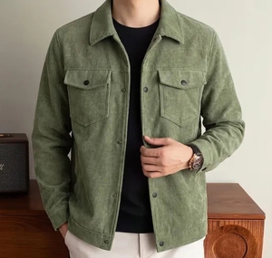 Veste décontractée en velours côtelé pour homme, sur mesure OEM, avec boutons sur le devant, style workwear, poches utilitaires, vêtement d'extérieur vintage tendance - Product Image 4