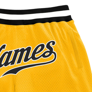 <b>Men</b> Yellow <b>Black</b> Sublimated Mesh Basketball <b>Shorts</b> Polyester Athletic Sports <b>Shorts</b> Team Uniform Training Game Wear Performance - Product Image 3