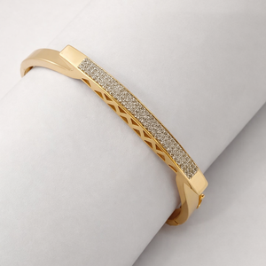 18ct Rose Gold Diamond Bar <b>Bangle</b> <b>Bracelet</b> for Women Minimalist Geometric Design Fine Jewelry Wedding Party Gift - Product Image 1