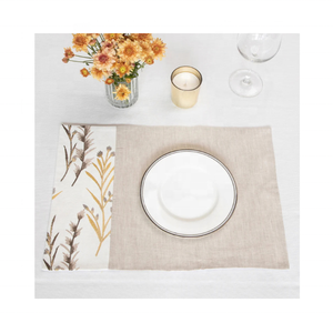 Handcrafted Floral Beige & Half <b>White</b> Jacquard GOTS Certified 100% Cotton Embroidered 14x18 Inch 240g Elegant Dining Placemats - Product Image 4