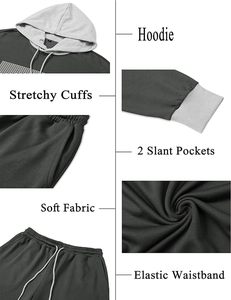 Men's 2 Piece Outfits Hoodie Sweatshirt Elastic Waist Joggers Sweatpants Casual <b>Athletic</b> Tracksuit Sweatsuit Set - Product Image 5