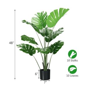 Set di 2 Alberi Artificiali di Monstera Deliciosa con 10 Foglie di Diverse Dimensioni - Product Image 2