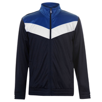 Setelan Training Unisex Biru Resleting Penuh Desain Sporty Bahan Polyester Bernapas Pakaian Dewasa Musim Gugur Regular Fit Saku Samping