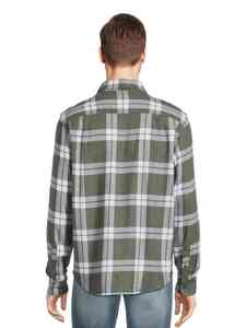 เสื้อเชิ้ตแขนยาวลายสก็อตสีเทาสำหรับผู้ชาย ปกติดกระดุม แขนยาว ผ้าแฟลนเนล ระบายอากาศได้ดี สไตล์ฤดูใบไม้ร่วง - Product Image 5