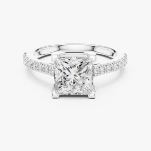 Bague de fiançailles en diamant de laboratoire taille princesse 2,00 carats, or jaune 9K, pavé, vente en gros, bijoux fins OEM - Product Image 1