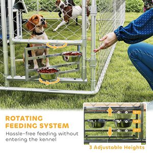 Cuccia per Cani da Esterno Regolabile 20 x 7,5 x 5 piedi con Copertura Impermeabile Anti-UV, Porta Bloccabile e Ciotole - Arredo per Animali Domestici - Product Image 5