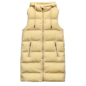 Chaleco acolchado de plumón para hombre OEM con cremallera, sin mangas, con capucha, para invierno, tipo abrigo, para exteriores - Product Image 4