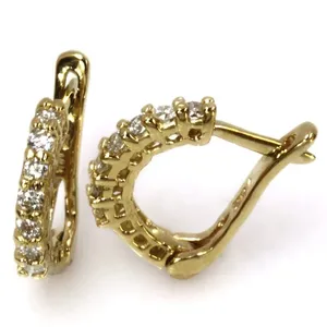 0.80Ct Round Cut Moissanite <b>Huggie</b> Hoop Earrings 14K <b>Solid</b> Yellow <b>Gold</b> Women Fine Jewelry Gift - Product Image 2