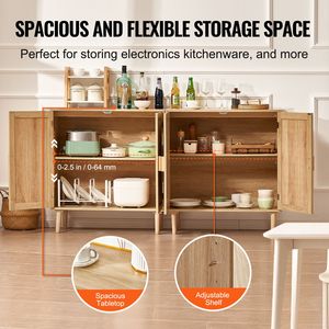 Set of 2 Rattan <b>Storage</b> Cabinets Adjustable <b>Sideboard</b> Buffet with 4 Magnetic Doors and Shelves for Hal <b>Sideboards</b> - Product Image 4