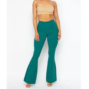 Custom Women Yoga Flare Pants High Waist Ribbed Activewear <b>Leggings</b> OEM Wholesale Gym <b>Leggings</b> <b>with</b> <b>Pocket</b> Stretch Fit - Product Image 2