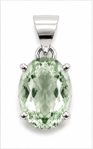 Colgante Ovalado de Amatista Verde en Plata de Ley 925, Colgante de Prasiolita Facetada, Amuleto de Plata de Ley Hecho a Mano - Product Image 3
